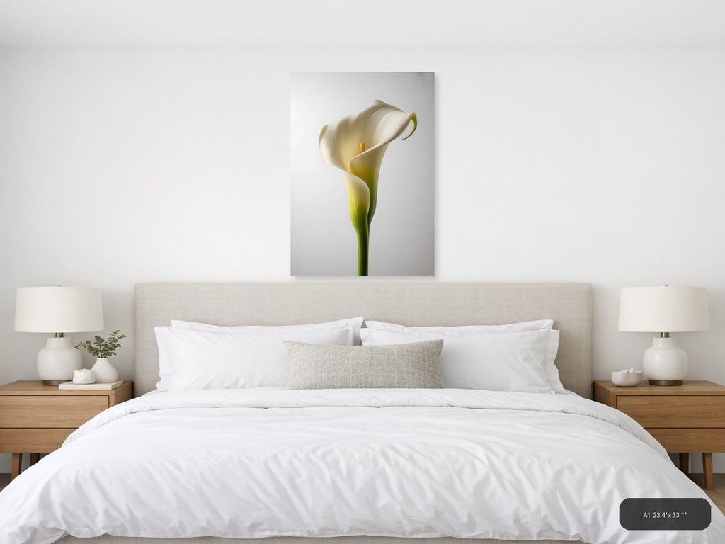 White Calla Lily Minimalist Botanical Wall Art — A1 / Bedroom