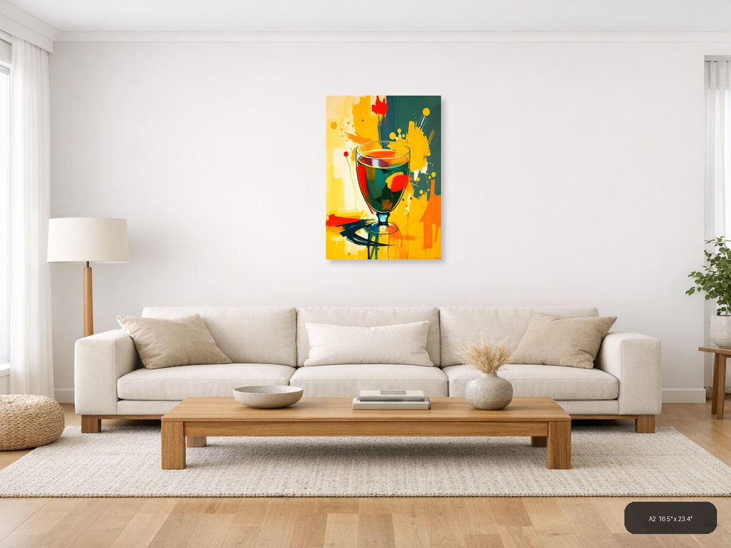 Abstract Colorful Wine Glass Splash Modern Wall Art — A2 / Living Room