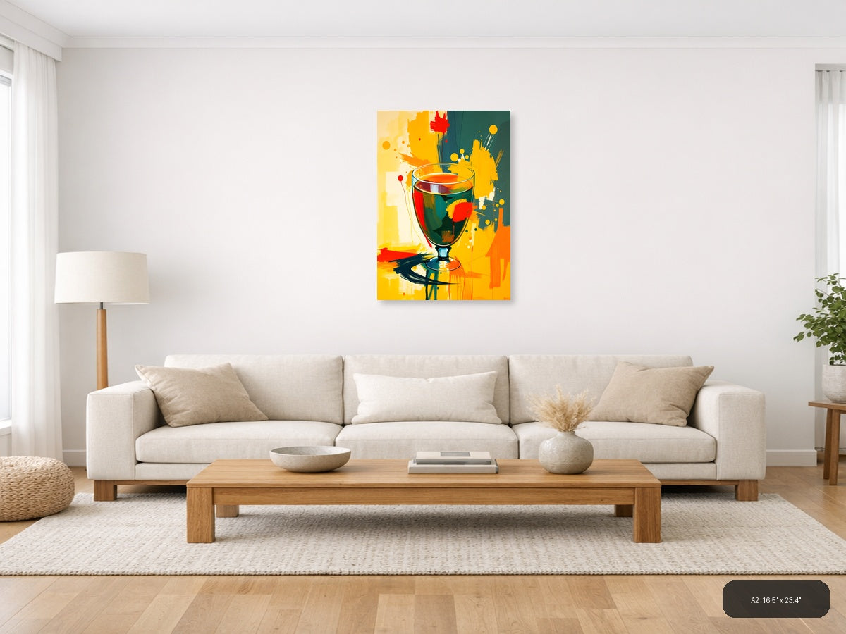 Abstract Colorful Wine Glass Splash Modern Wall Art — A2 / Living Room