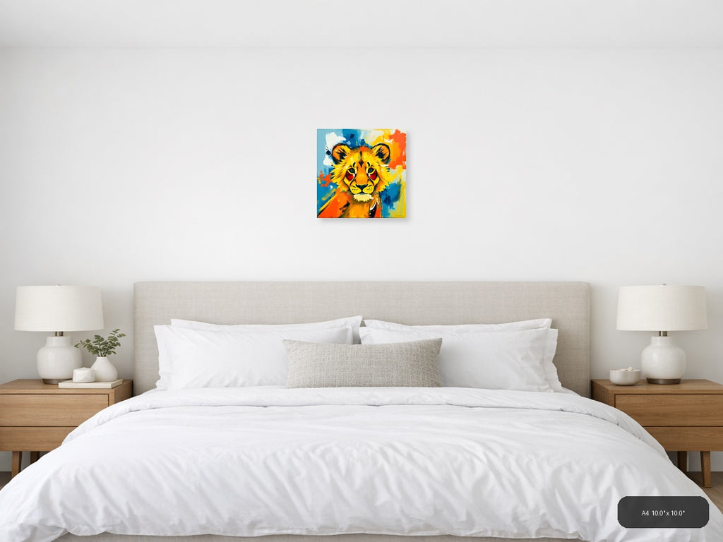 Colorful Abstract Lion Head Pop Art Wall Art — A4 / Bedroom