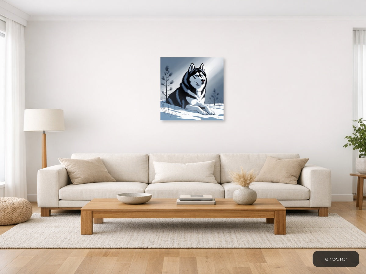 Husky in Snow Winter Landscape Photography Wall Art — A3 / Living Room