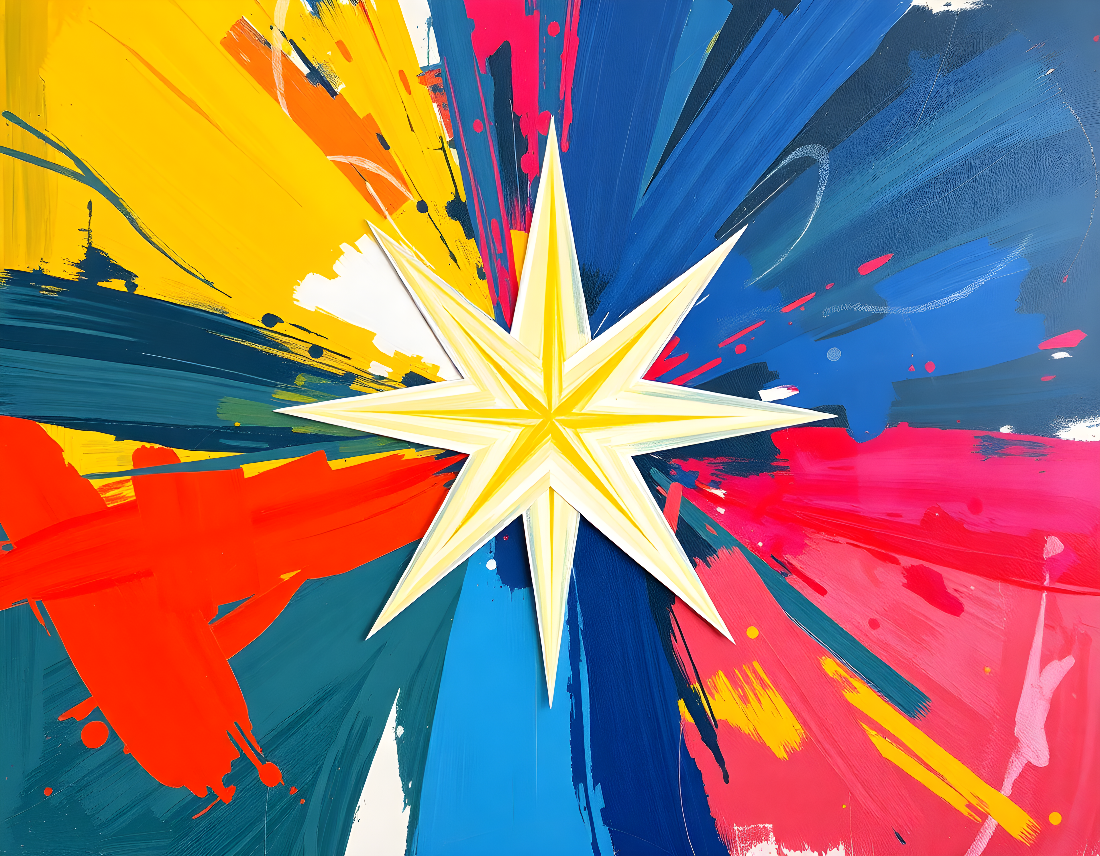 Vibrant Star Burst Abstract Explosion Wall Art