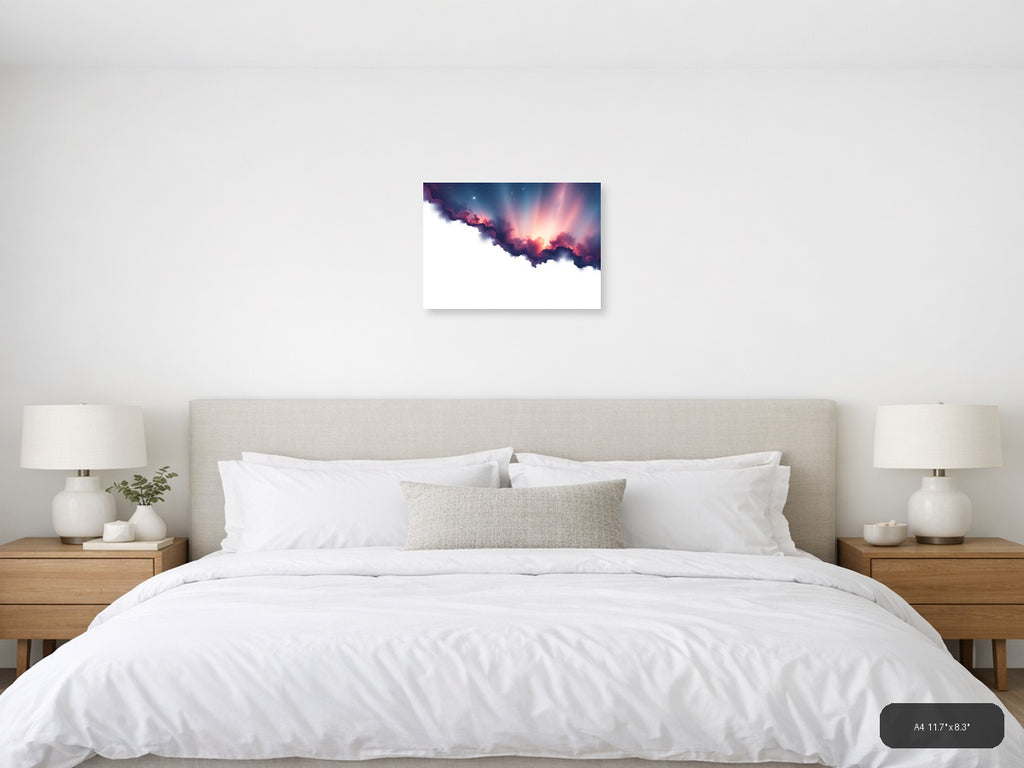 Cosmic Nebula Cloud Minimalist Landscape Wall Art — A4 / Bedroom