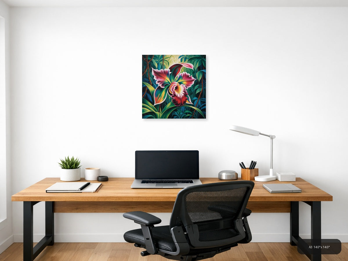 Vibrant Orchid Tropical Botanical Abstract Wall Art — A3 / Office