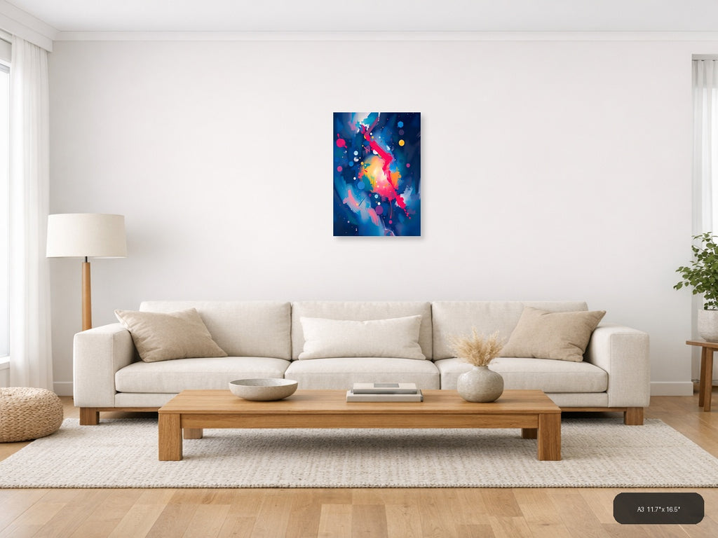 Vibrant Abstract Cosmic Explosion | Modern Wall Art — A3 / Living Room