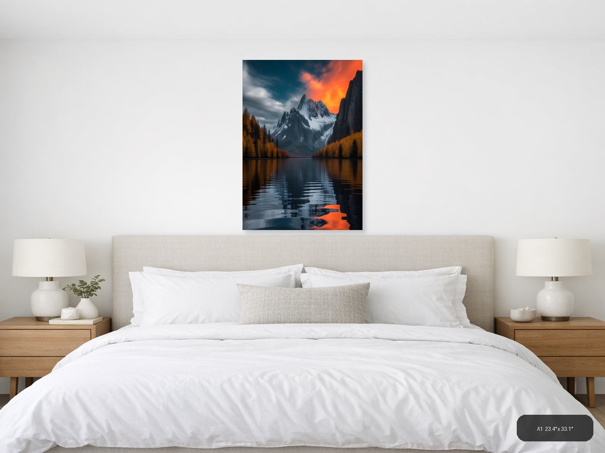 Alpine Lake Mountain Sunset Photography Wall Art — A1 / Bedroom