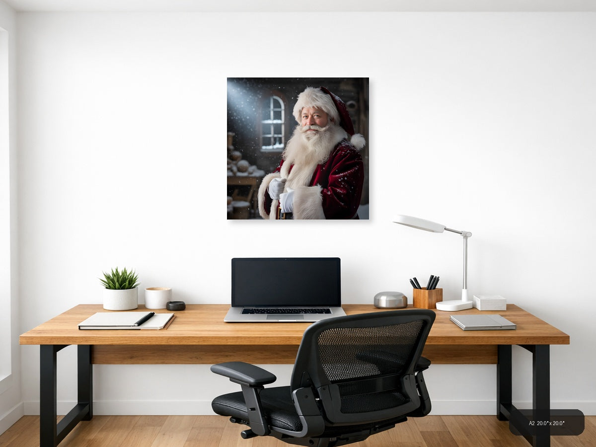 Santa Claus Portrait Winter Photography Wall Art — A2 / Office