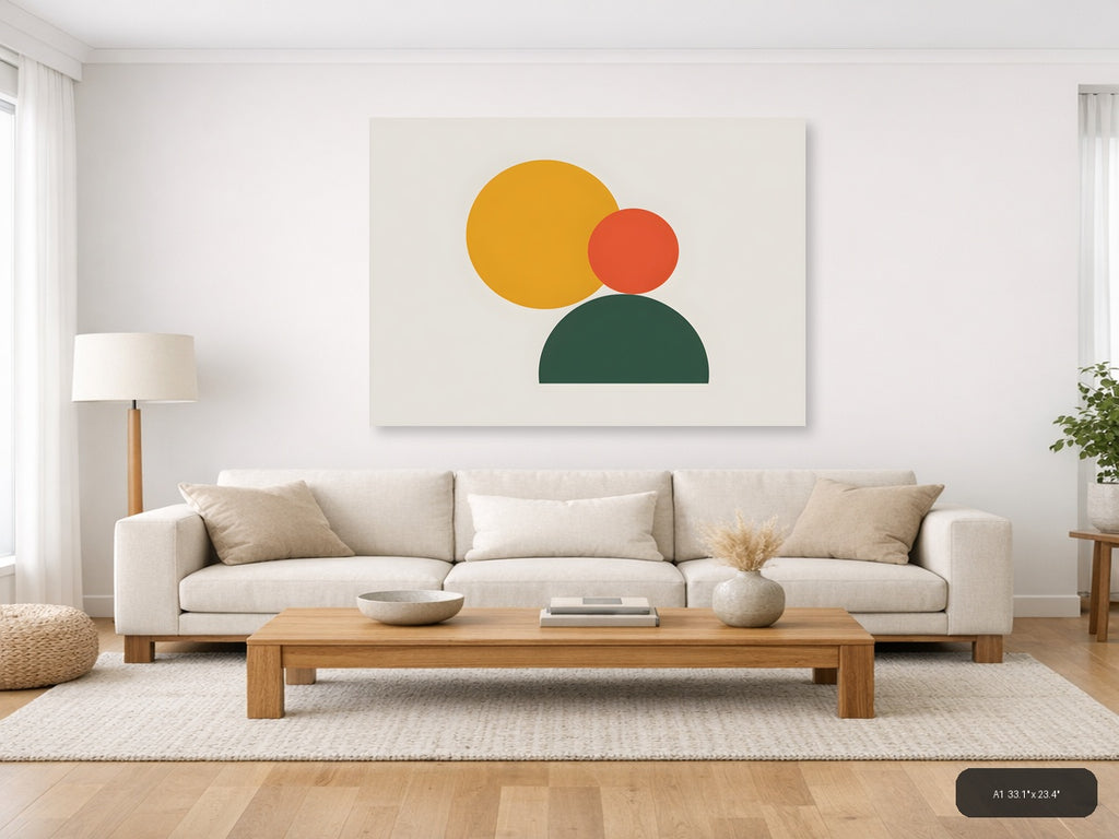 Minimalist Geometric Circles Abstract Wall Art — A1 / Living Room
