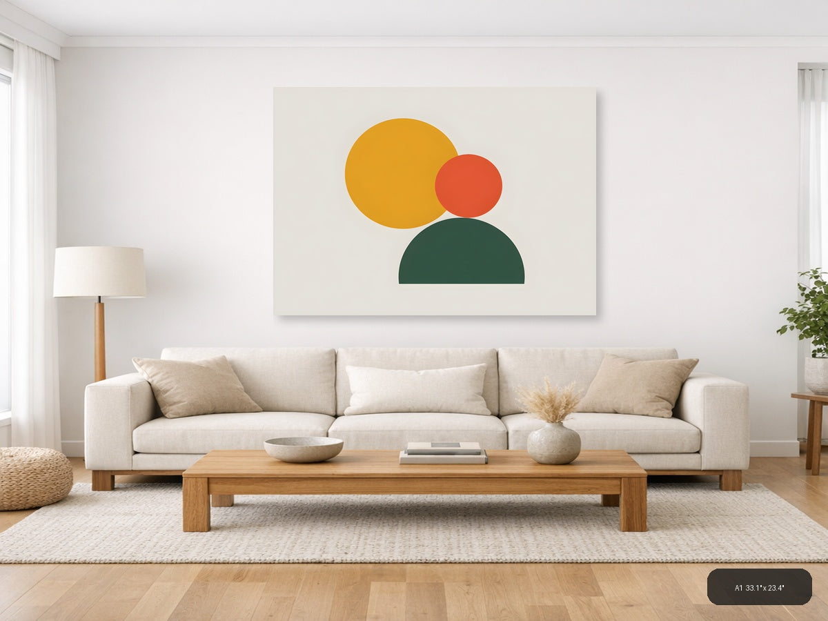 Minimalist Geometric Circles Abstract Wall Art — A1 / Living Room