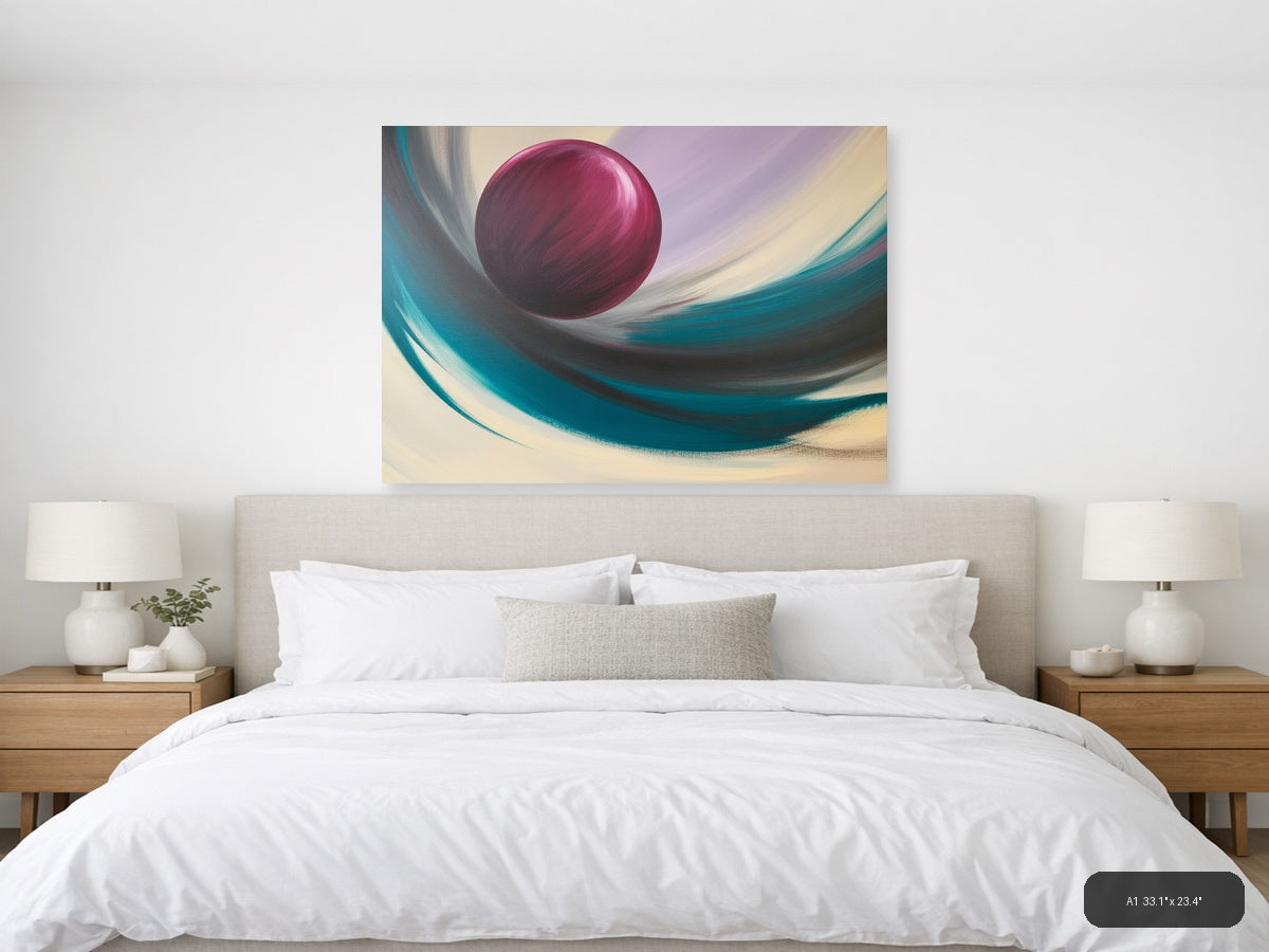 Magenta Sphere Abstract Swirl Landscape Wall Art — A1 / Bedroom