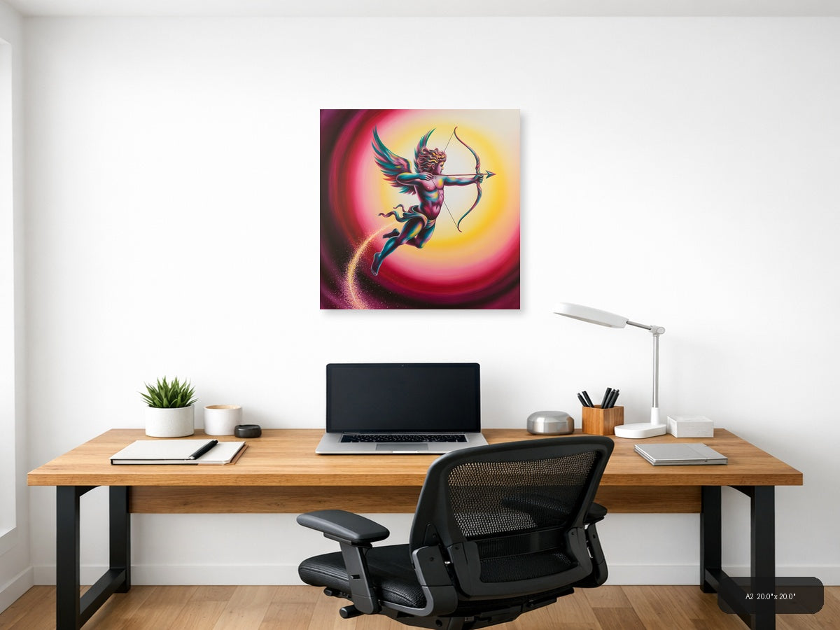 Colorful Cupid Angel with Bow Abstract Wall Art — A2 / Office