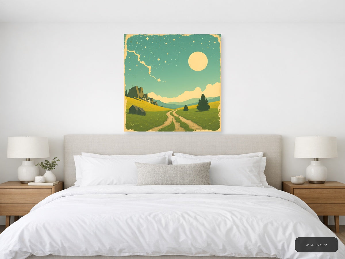 Vintage Countryside Castle Landscape Wall Art — A1 / Bedroom
