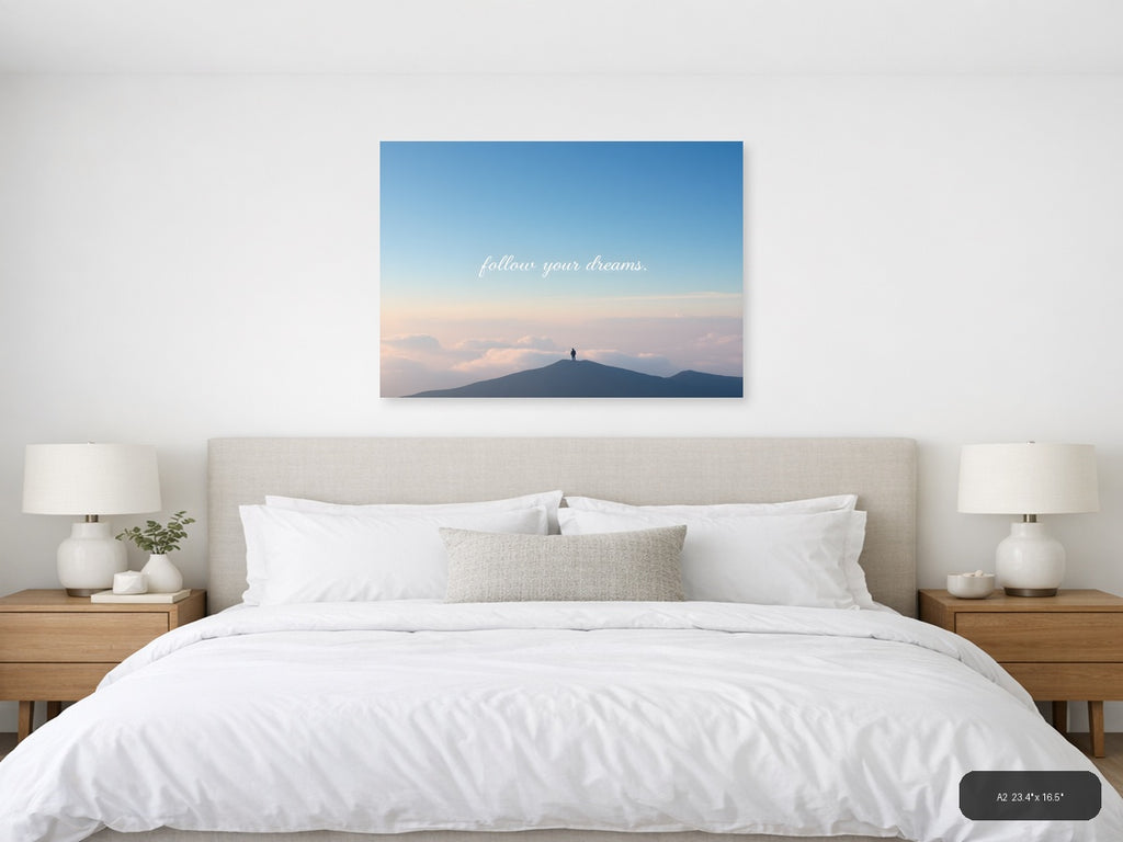 Minimalist Mountain Peak Motivational Wall Art — A2 / Bedroom