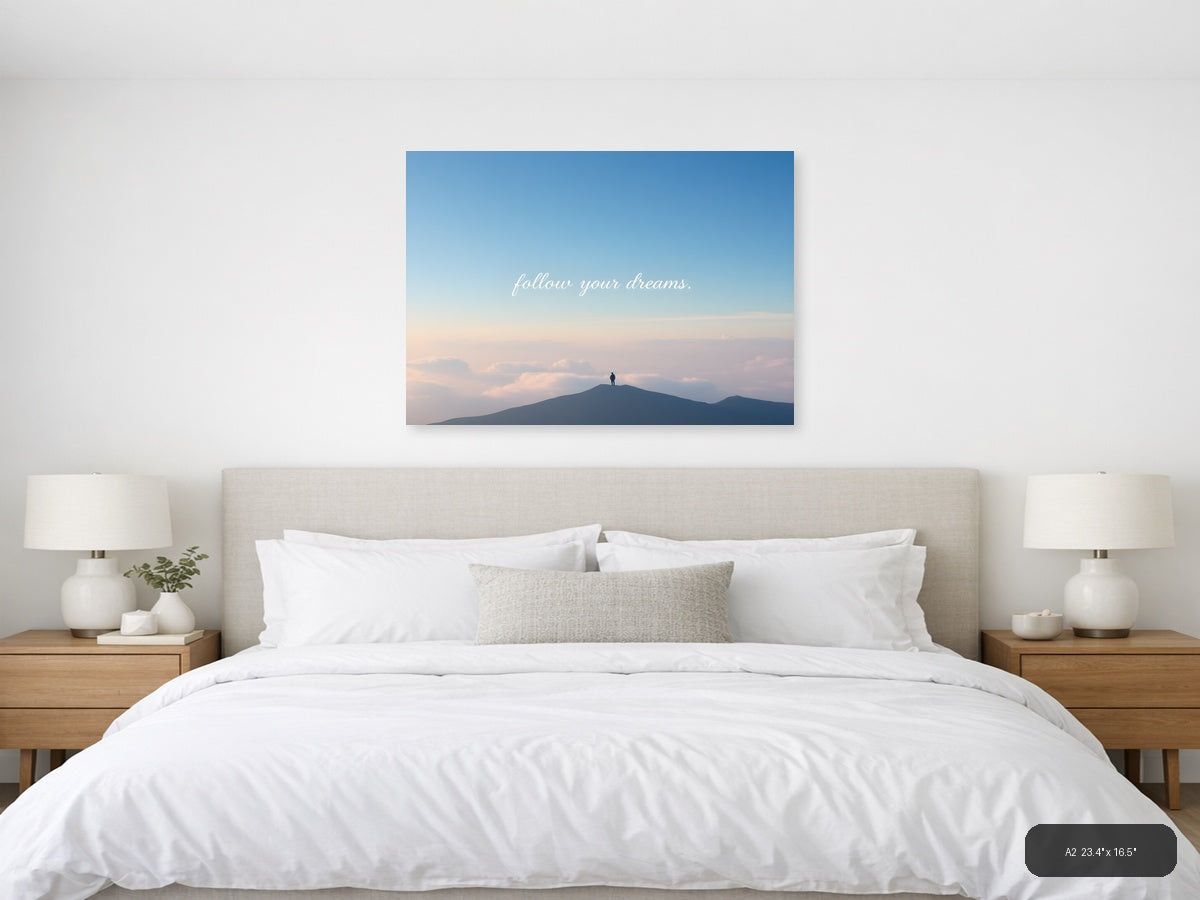 Minimalist Mountain Peak Motivational Wall Art — A2 / Bedroom