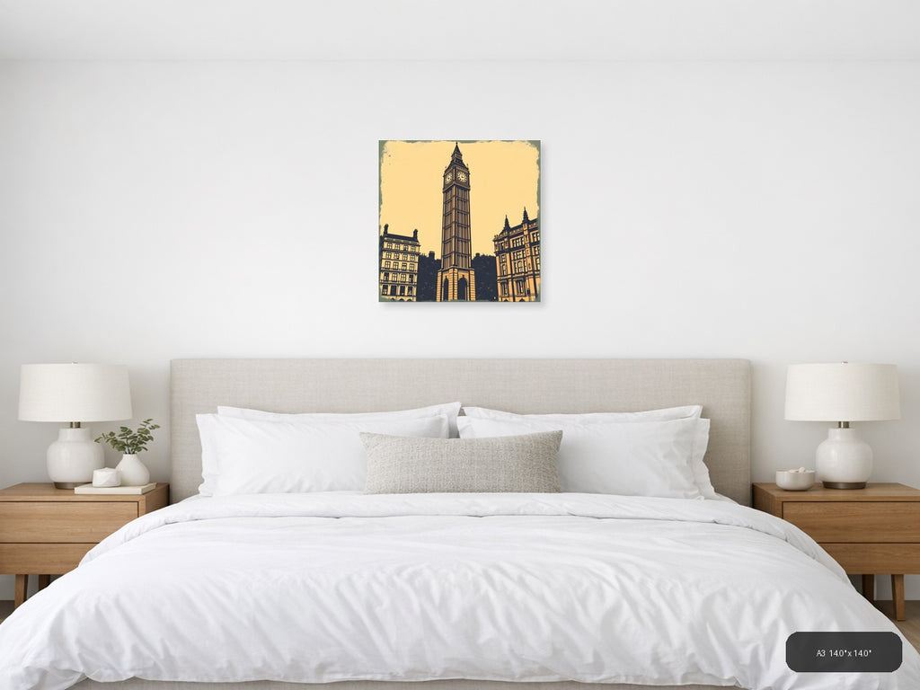 Big Ben Clock Tower Vintage London Wall Art — A3 / Bedroom