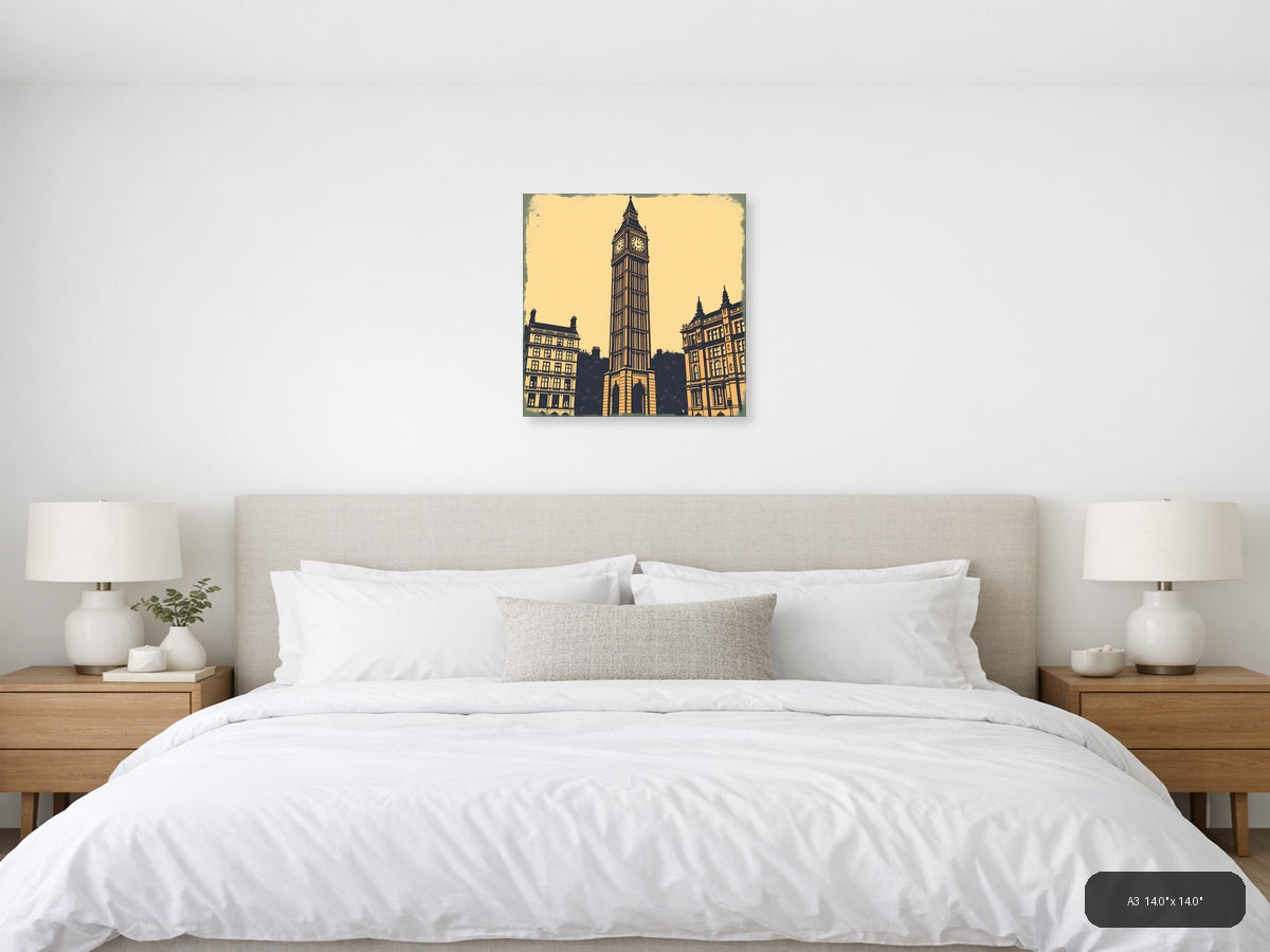Big Ben Clock Tower Vintage London Wall Art — A3 / Bedroom