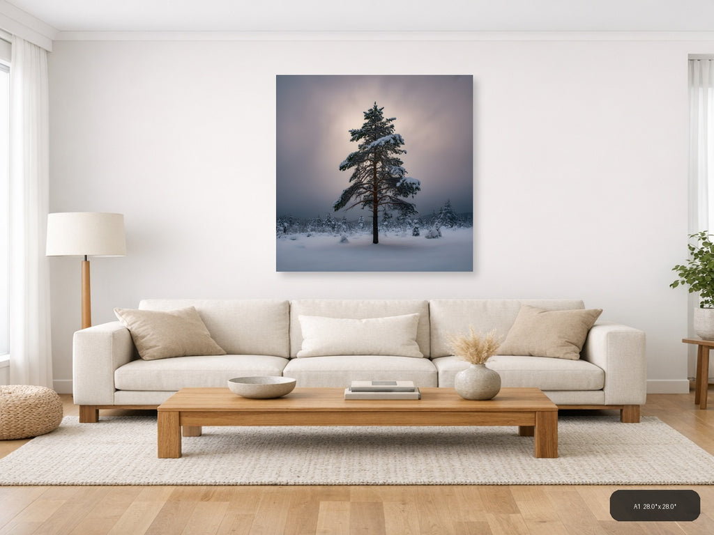Snow-Covered Pine Tree Winter Forest Photography Wall Art — A1 / Living Room