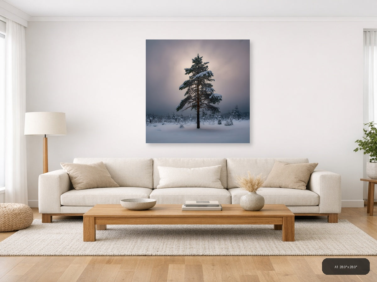 Snow-Covered Pine Tree Winter Forest Photography Wall Art — A1 / Living Room