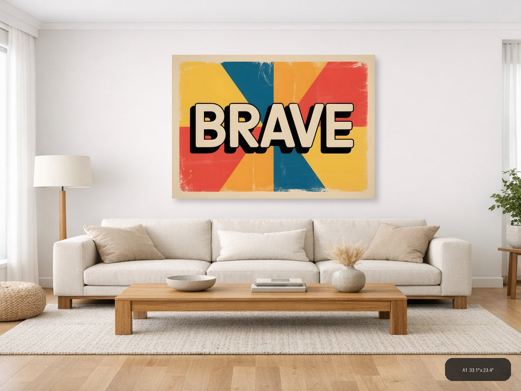 Brave Vintage Retro Geometric Sunburst Wall Art — A1 / Living Room