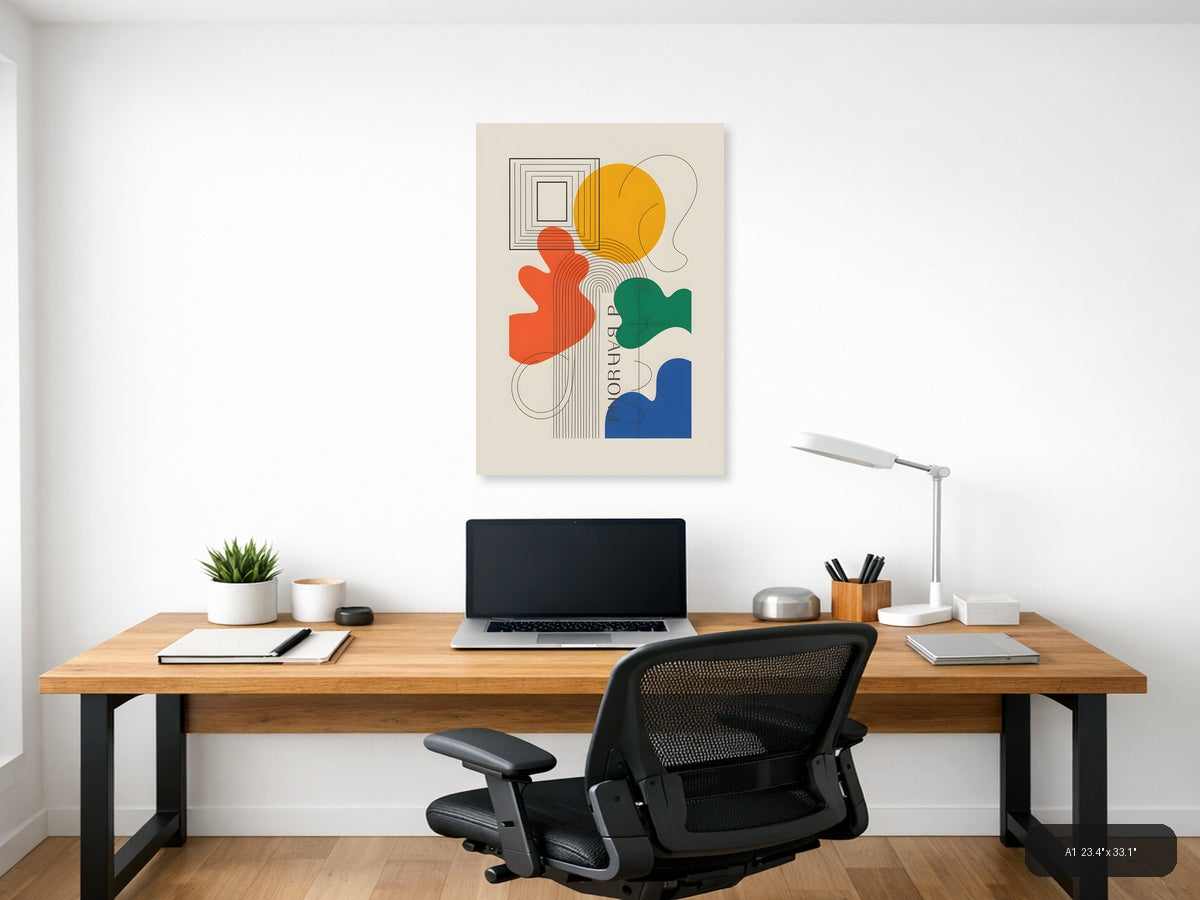 Colorful Abstract Line Art with Geometric Shapes Wall Art — A1 / Office