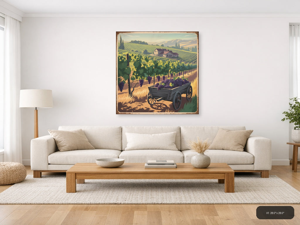Vintage Vineyard Harvest with Farmhouse Wall Art — A1 / Living Room