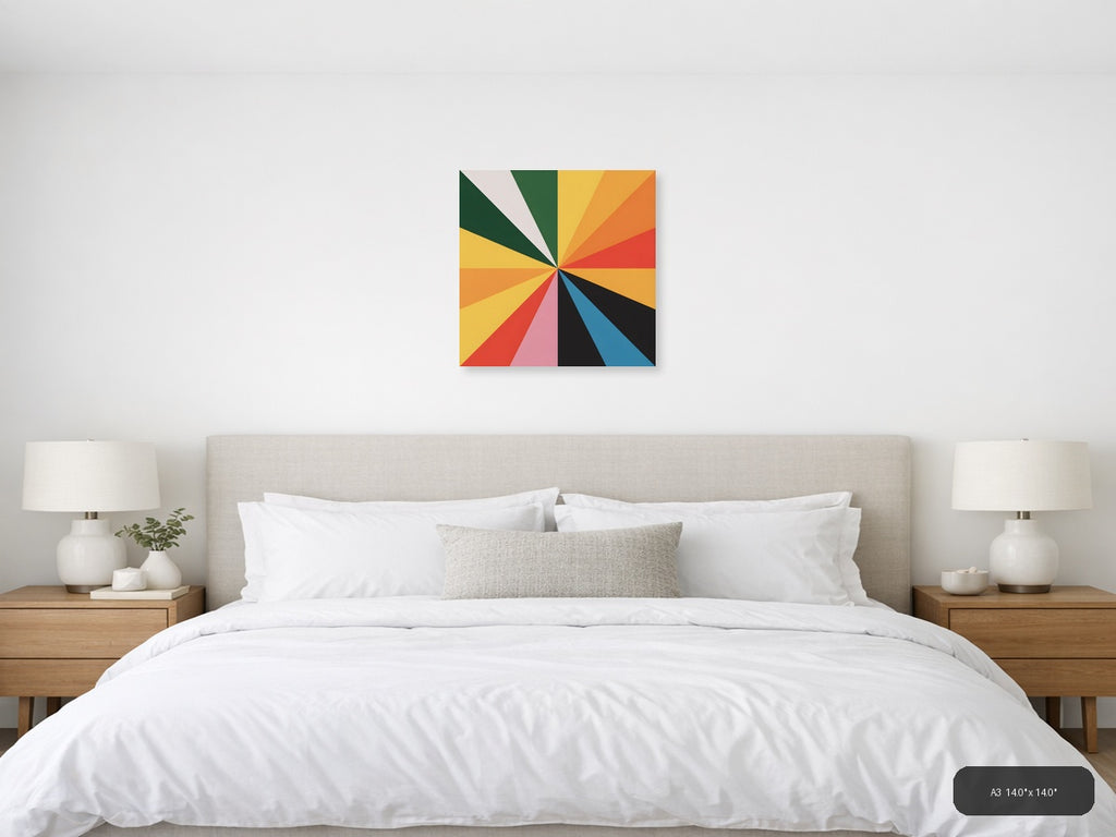 Colorful Sunburst Ray Pattern Photography Wall Art — A3 / Bedroom