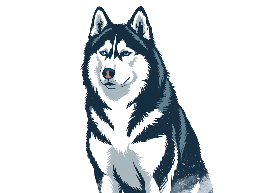 Husky Portrait Minimalist Black and White Wall Art