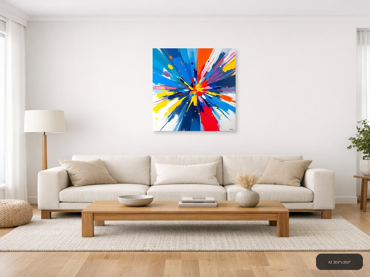 Colorful Radiant Burst Abstract Explosion Wall Art — A2 / Living Room