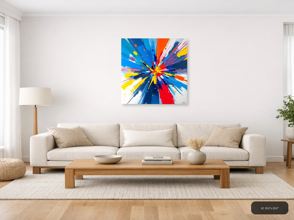 Vibrant Radial Burst Abstract Explosion Wall Art — A2 / Living Room