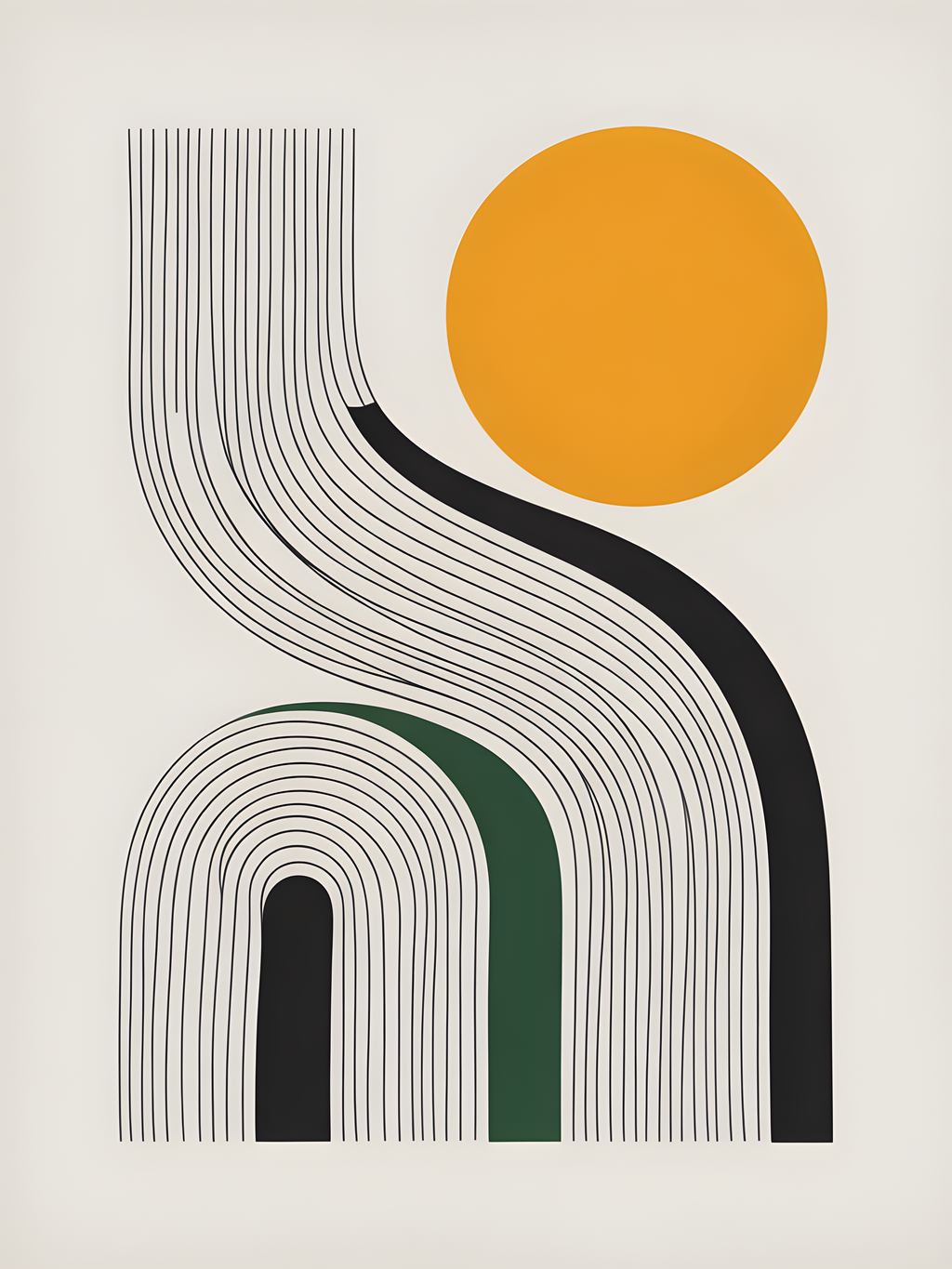 Modern Line Art Sun and Arch Geometric Wall Art