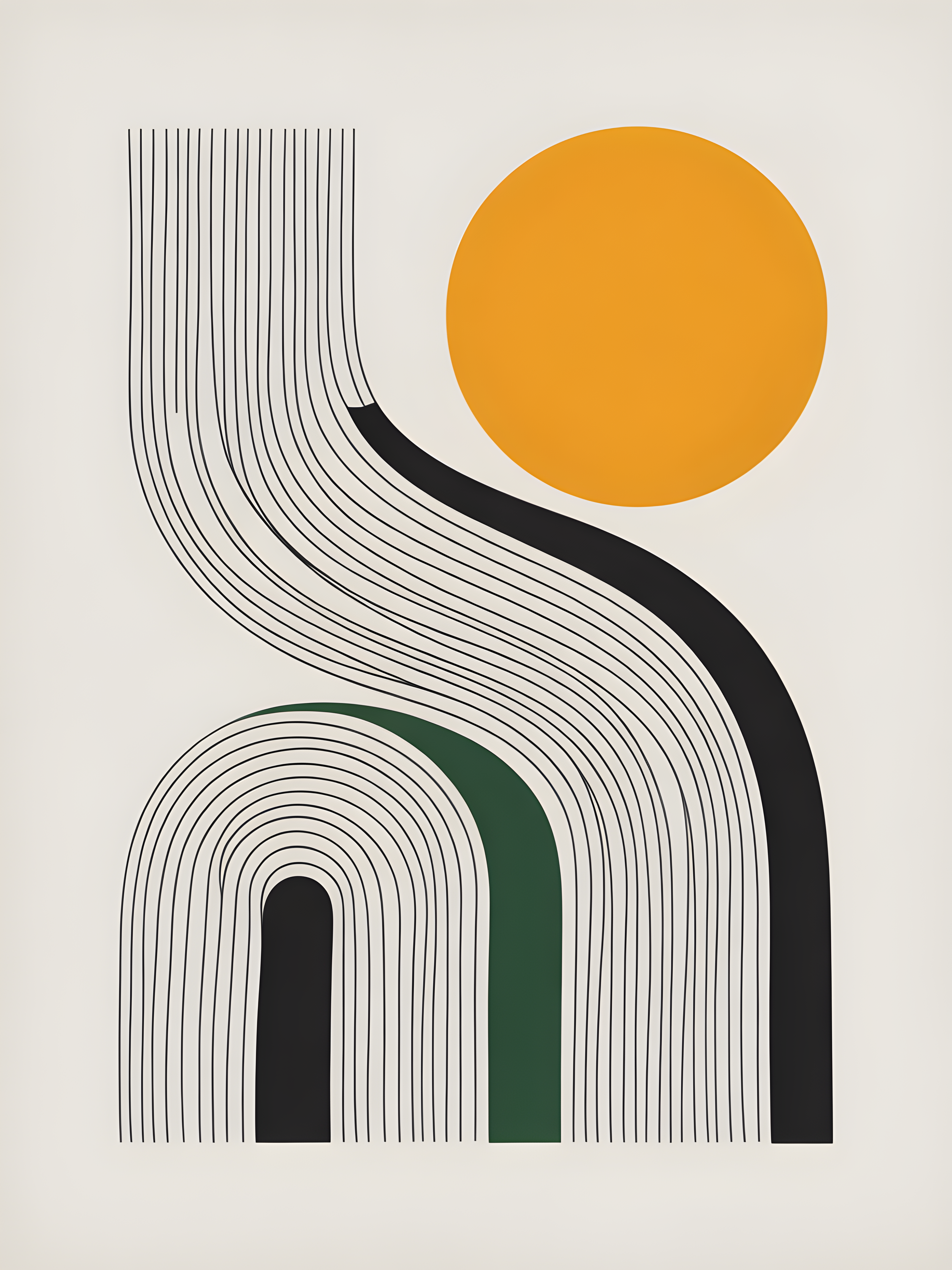 Modern Line Art Sun and Arch Geometric Wall Art