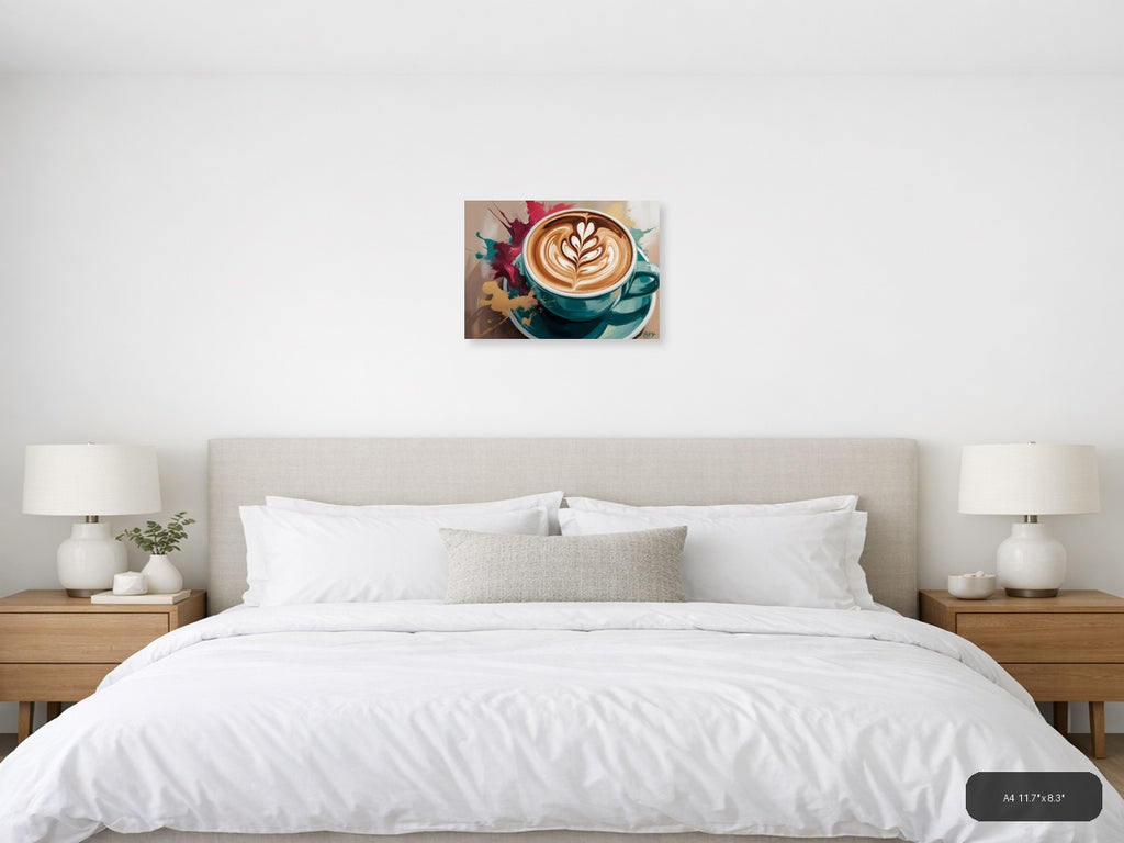 Abstract Coffee Cup Latte Art Splatter Wall Art — A4 / Bedroom