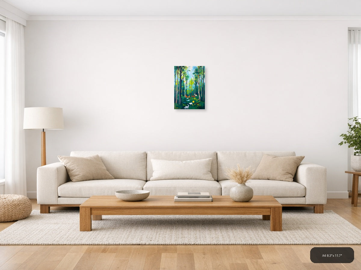 Forest Wildlife Abstract Portrait Wall Art — A4 / Living Room