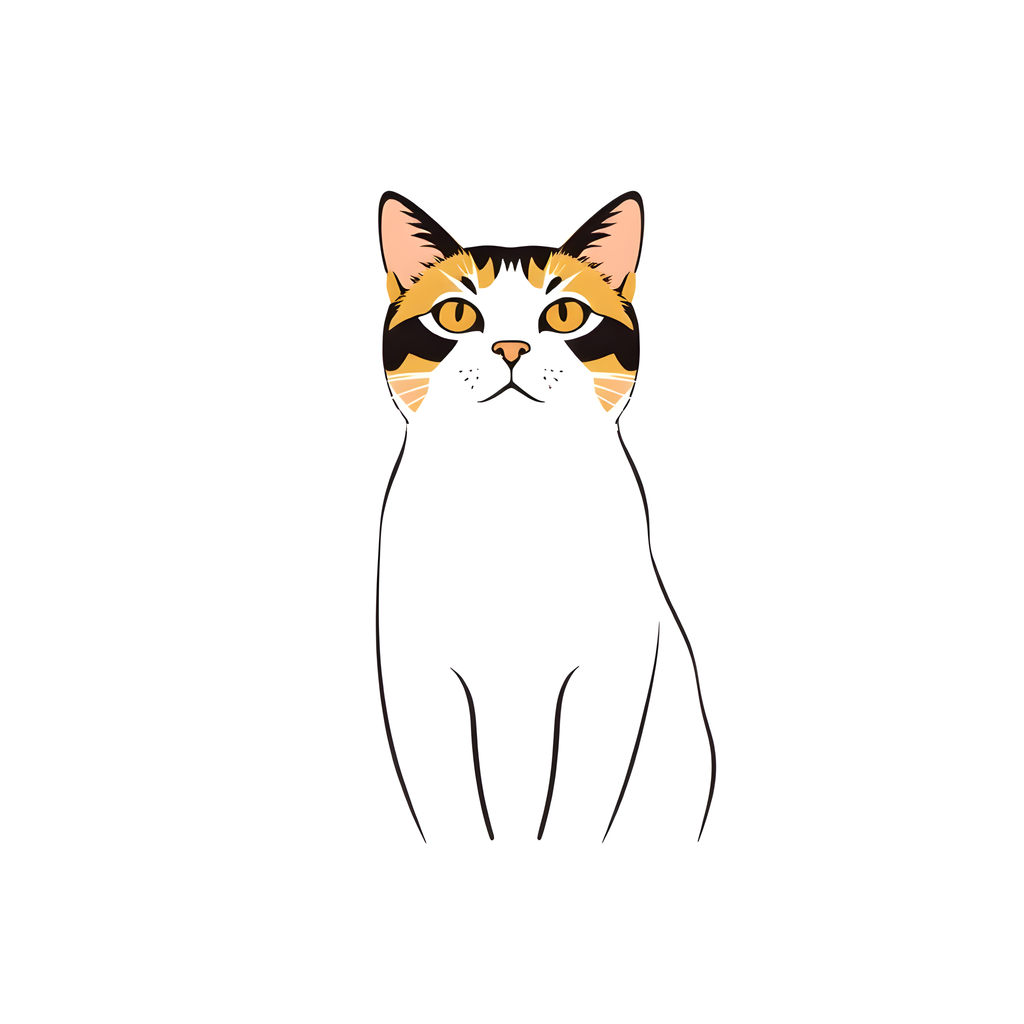 Calico Cat with Golden Eyes | Minimalist Line Art Wall Art