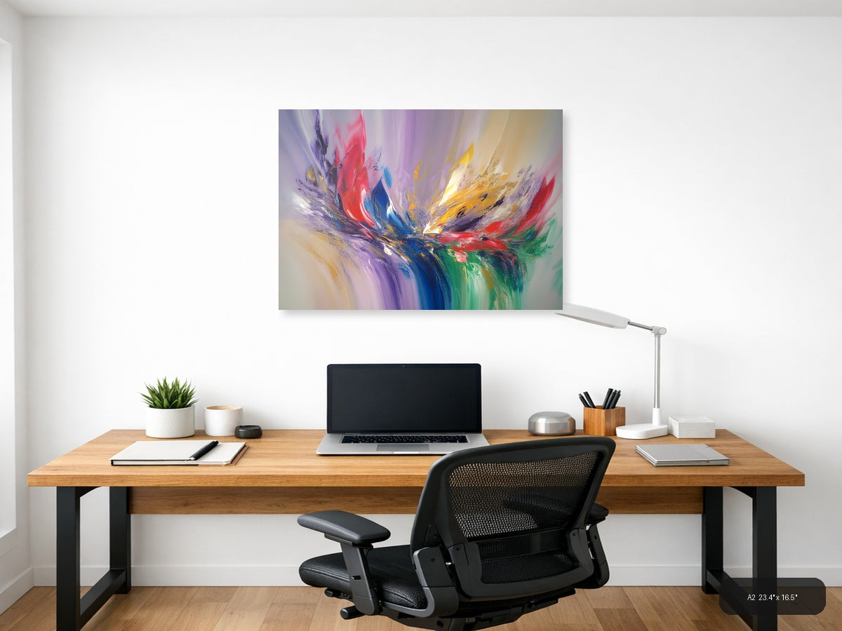 Colorful Abstract Explosion - Modern Purple Blue Red Wall Art — A2 / Office