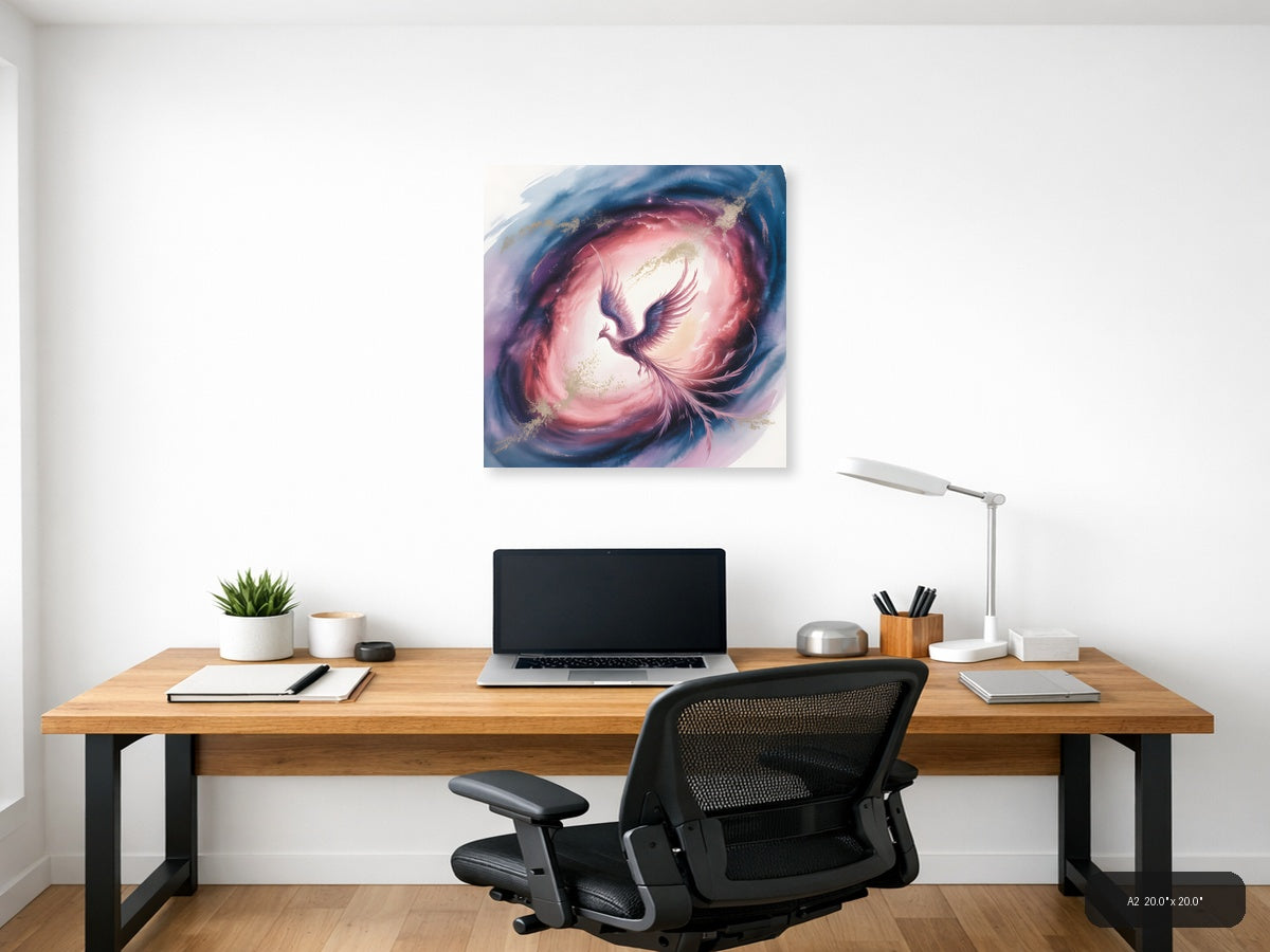 Mystical Phoenix Rising Watercolor Wall Art — A2 / Office