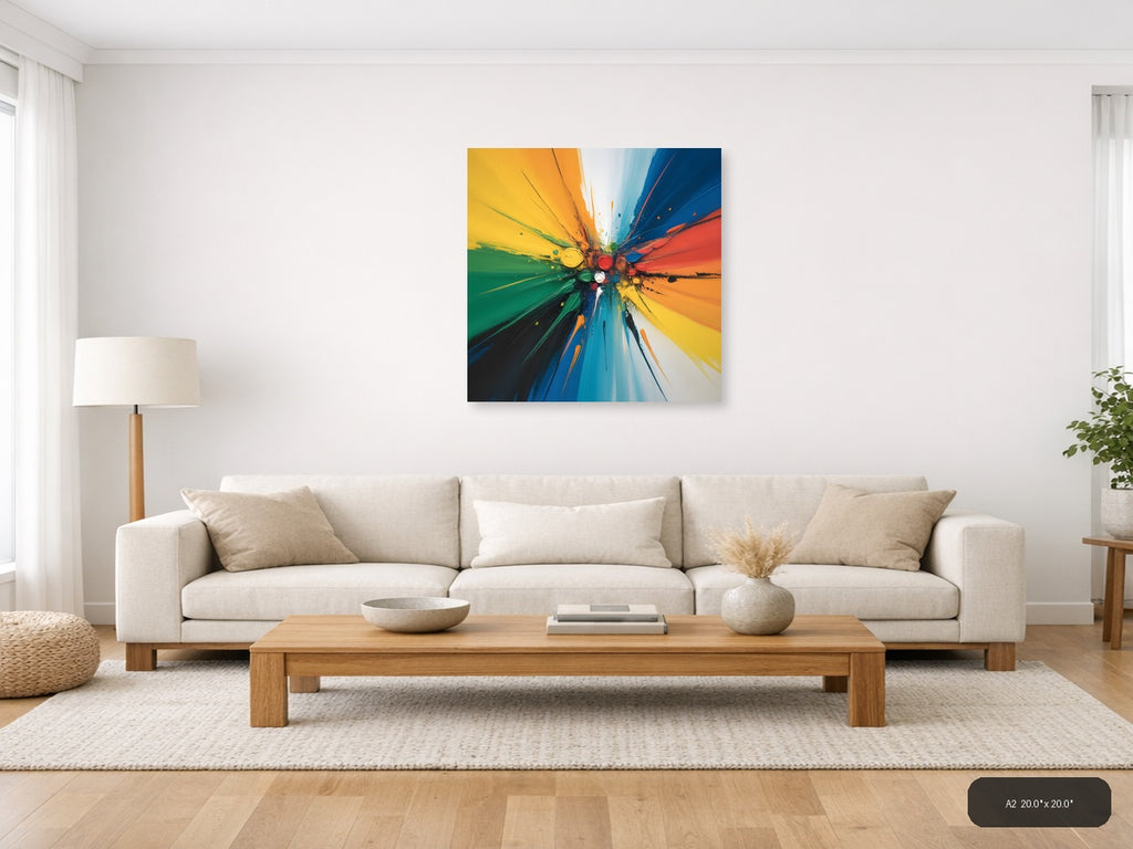 Colorful Paint Explosion Abstract Canvas Wall Art — A2 / Living Room