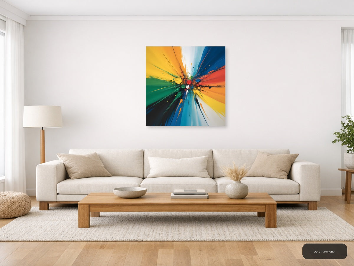 Colorful Paint Explosion Abstract Canvas Wall Art — A2 / Living Room