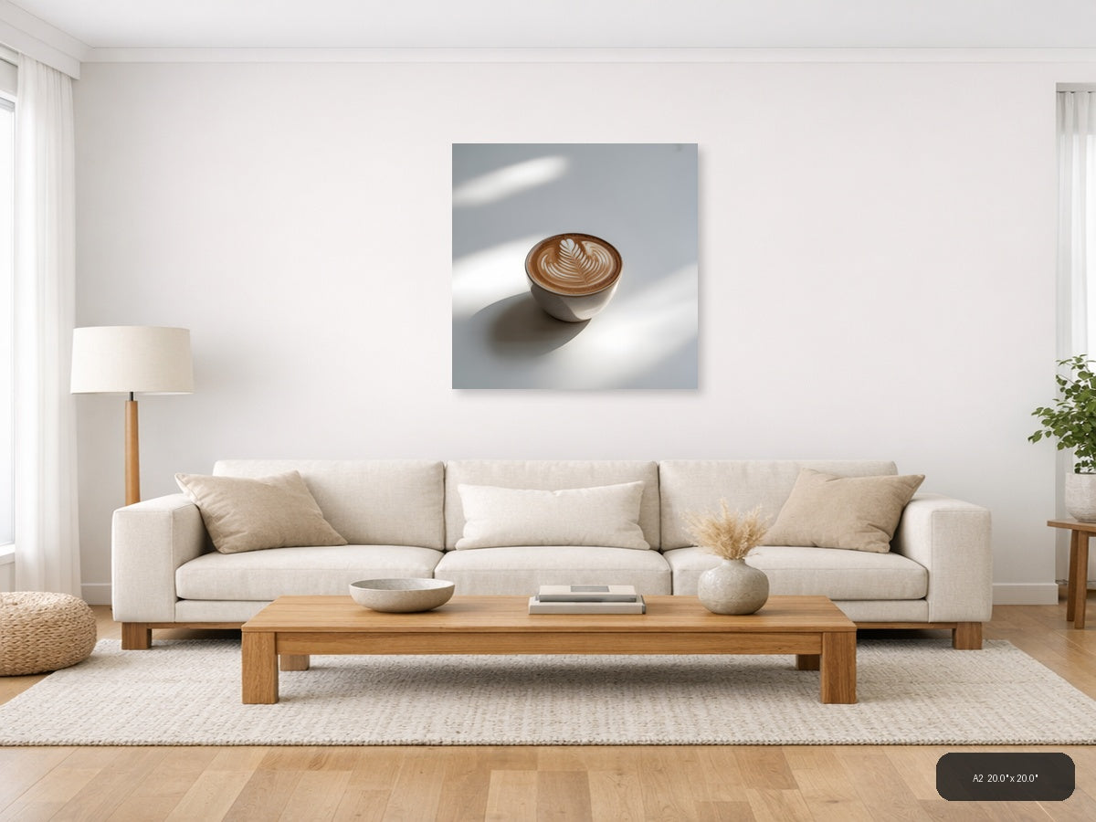 Minimalist Latte Art Coffee Cup Wall Art — A2 / Living Room