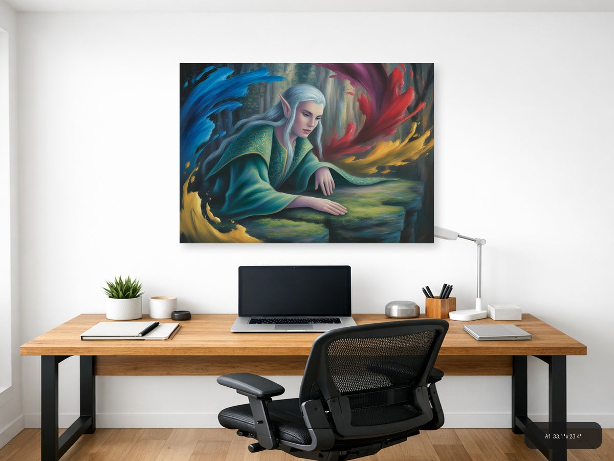 Ethereal Elf with Flowing Robes Abstract Wall Art — A1 / Office