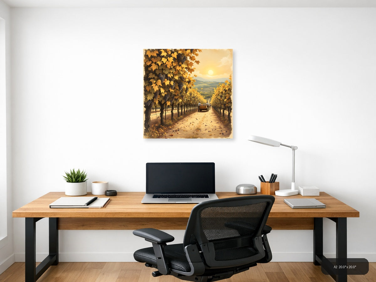 Autumn Vineyard Harvest Vintage Wall Art — A2 / Office