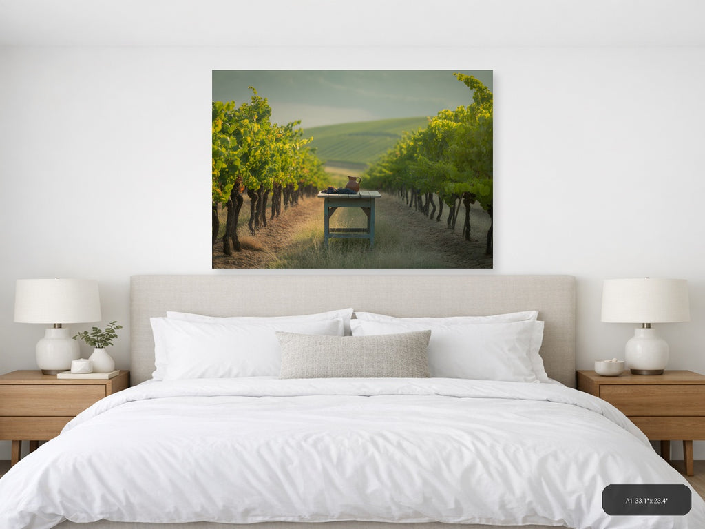 Vineyard Harvest Minimalist Landscape Wall Art — A1 / Bedroom