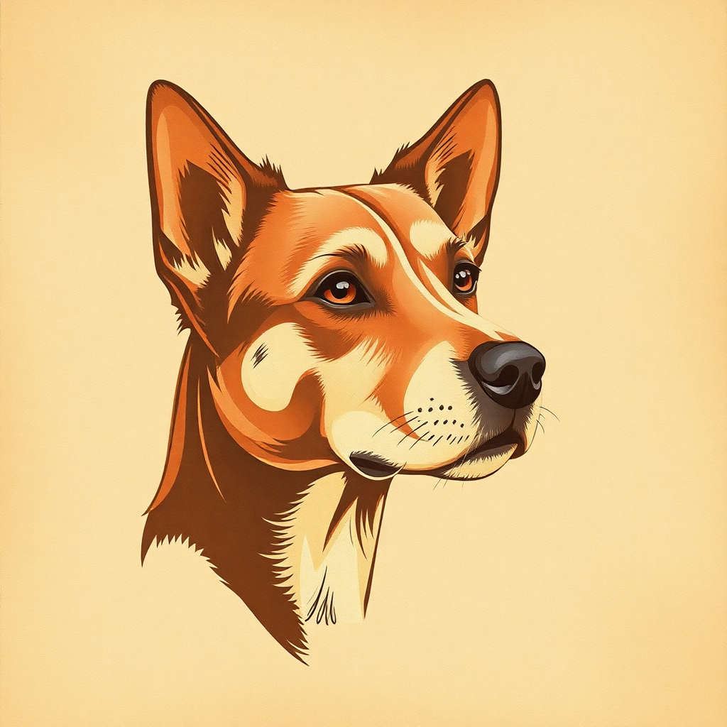 Corgi Portrait Vintage Style Orange Brown Wall Art