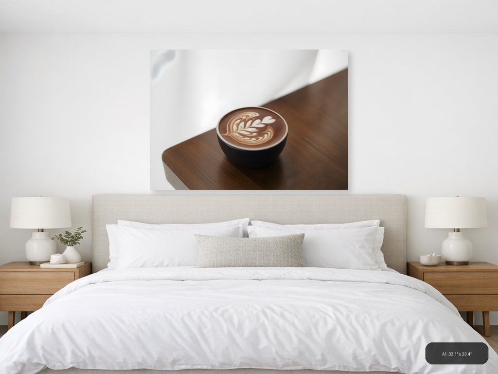 Minimalist Latte Art Coffee Cup Wall Art — A1 / Bedroom