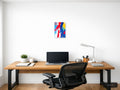 Bold Red, Blue & Yellow Abstract Brushstrokes Wall Art — A4 / Office