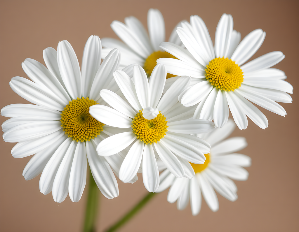 White Daisies with Yellow Centers Minimalist Wall Art
