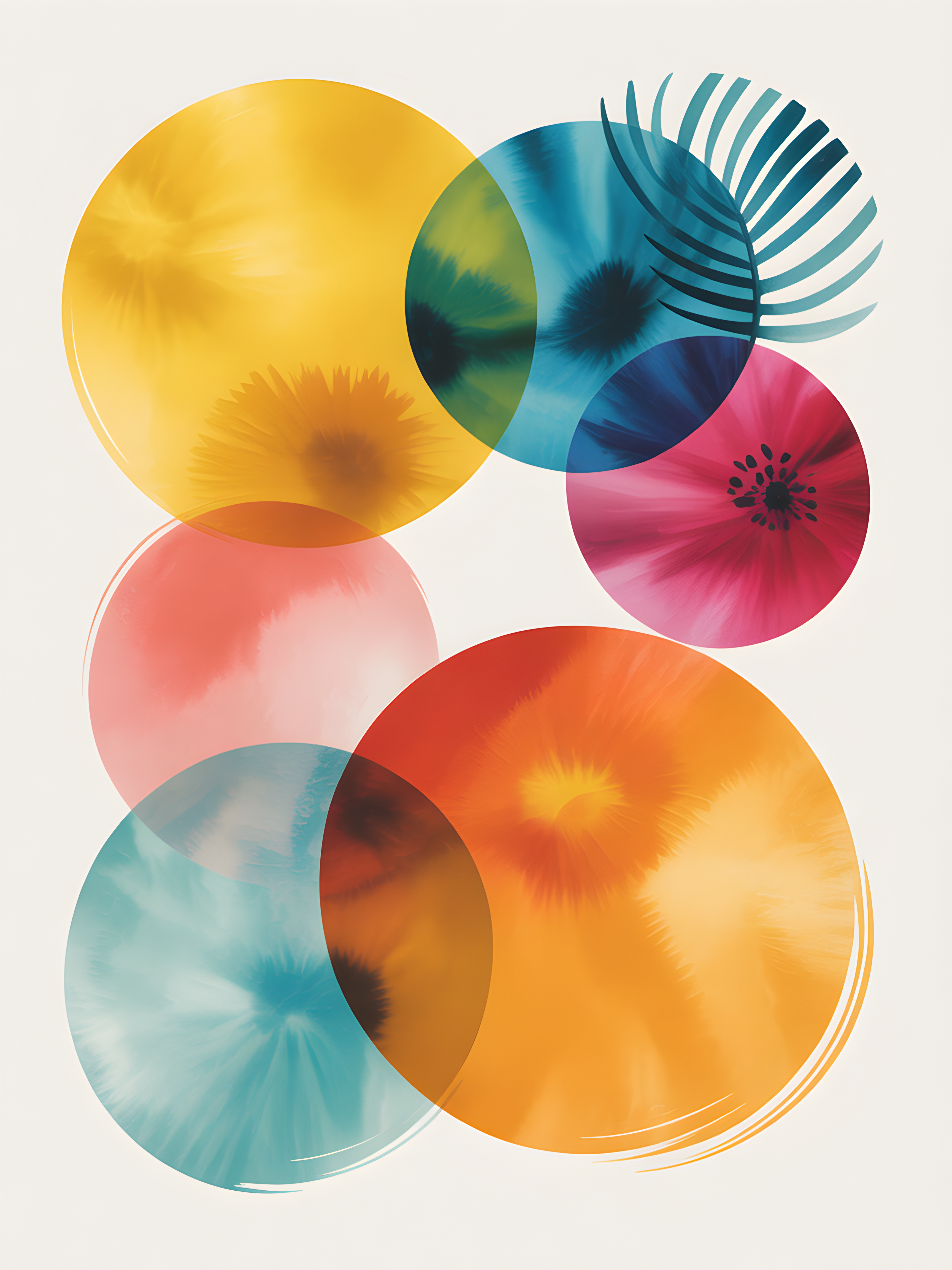 Colorful Abstract Watercolor Circles Portrait Wall Art