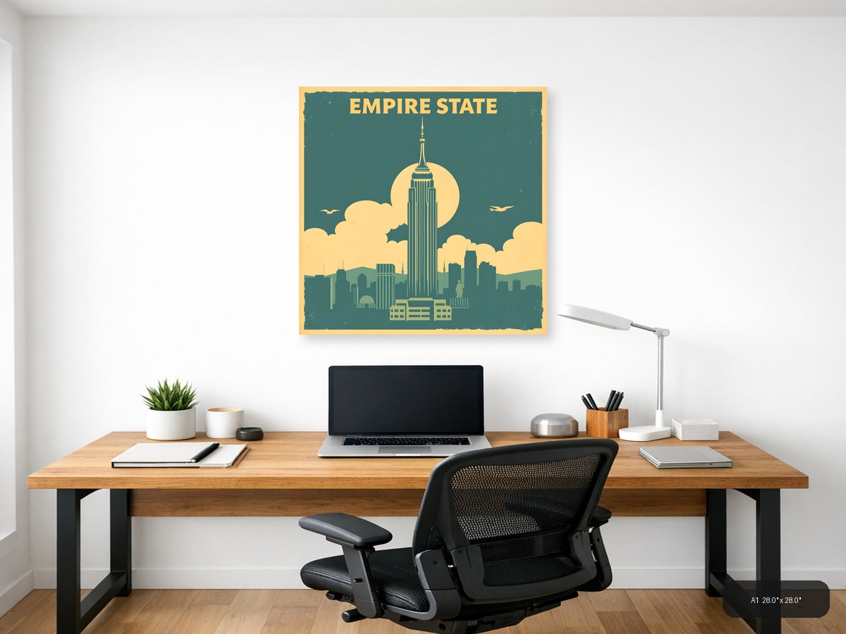 Empire State Building Vintage NYC Skyline Wall Art — A1 / Office