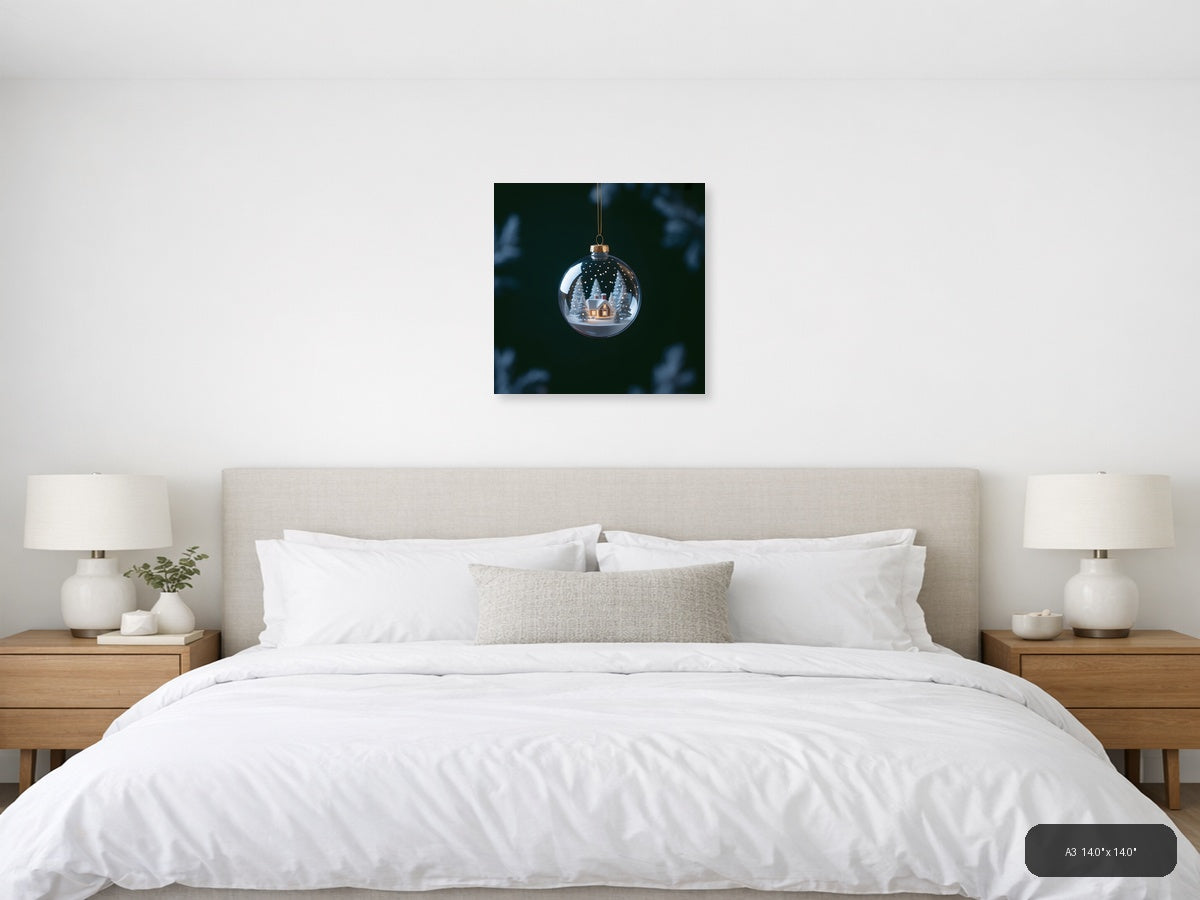 Winter Snow Globe House Photography Wall Art — A3 / Bedroom