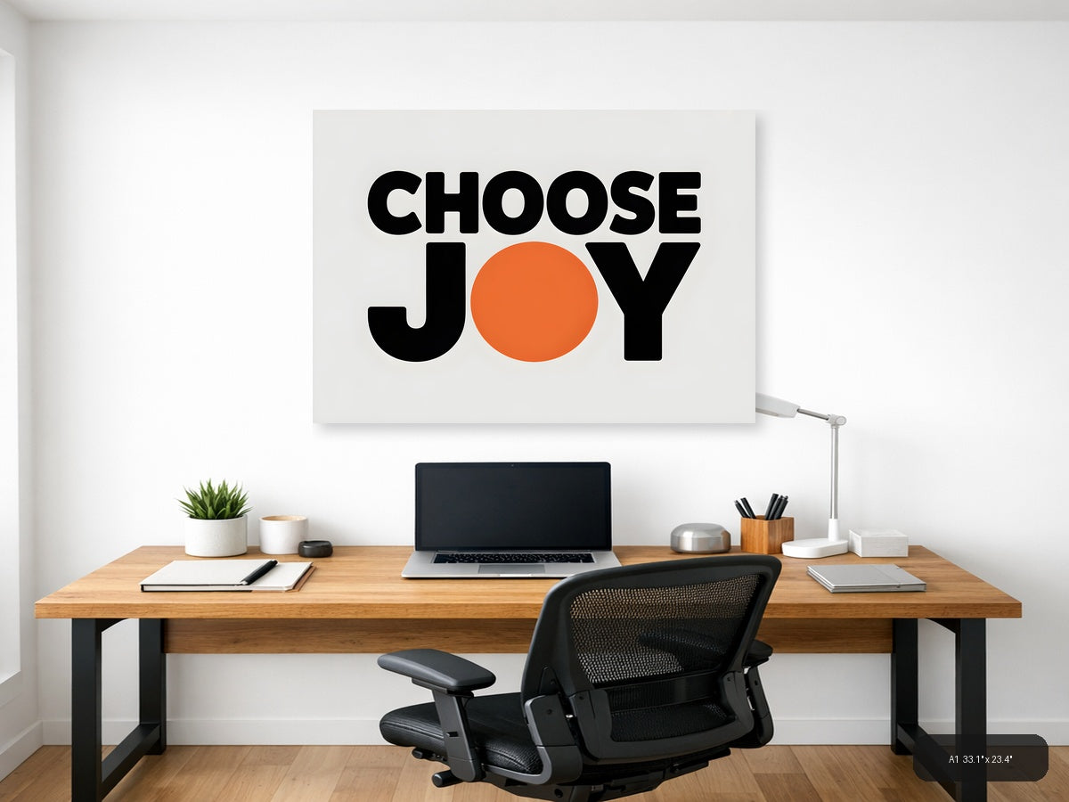 Choose Joy Minimalist Orange Circle Wall Art — A1 / Office